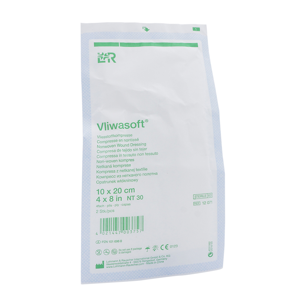 Vliwasoft Vliesstoffkompresse 4-fach steril 2 Stk. 10 x 20 cm - 2 Stück