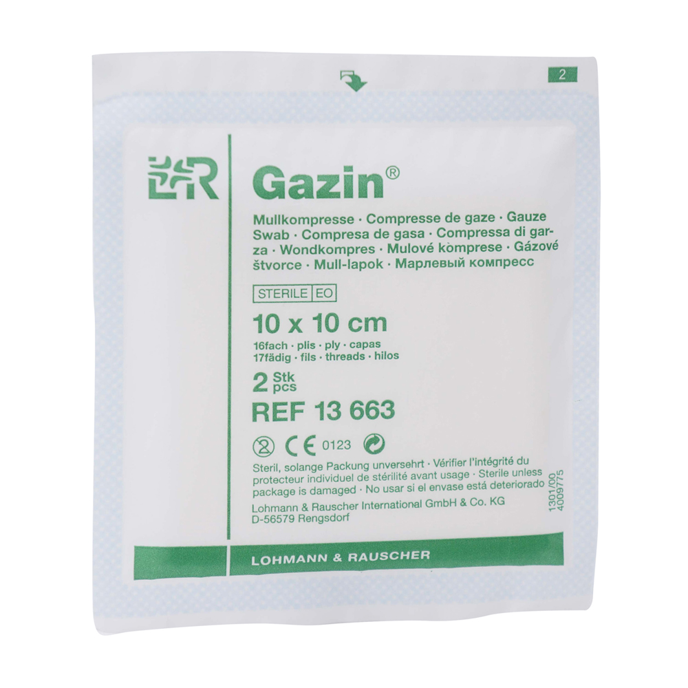 Gazin Mullkompresse steril 2 Stk. 16-fach 10 x 10 cm - 2 Stück