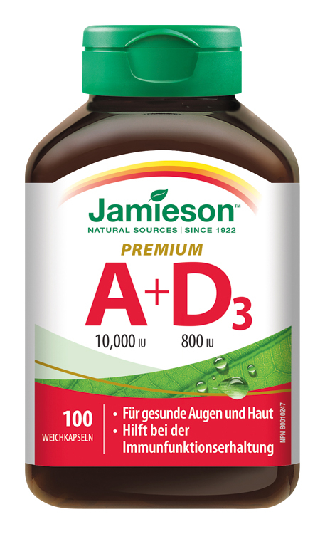Jamieson Vitamin A & D3 10.000 IU/800 IU Premium 100 Kps. - 100 Stück