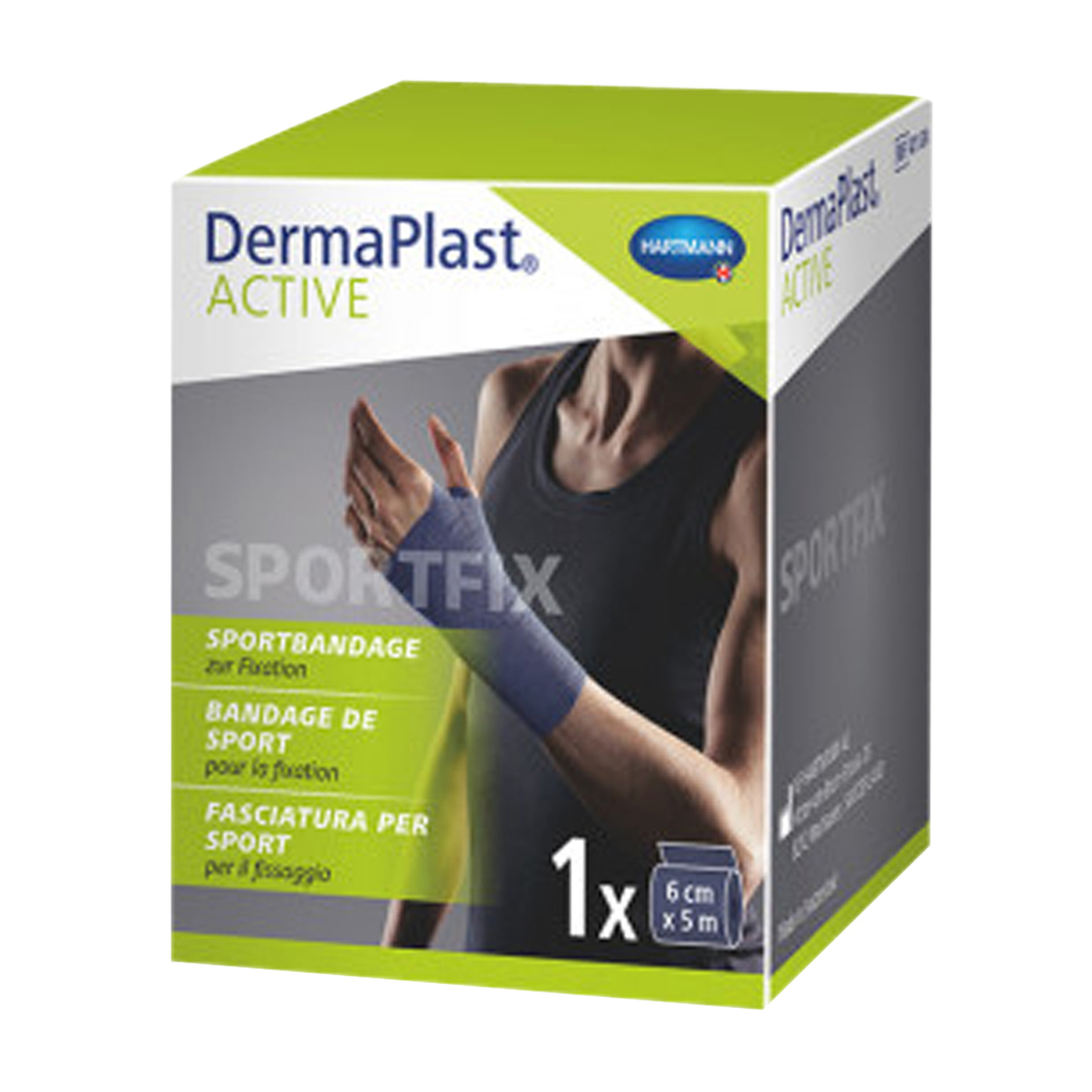 DermaPLAST ACTIVE Sport Fix Kurzzugbinde blau 6cm x 5m - 1 Stück