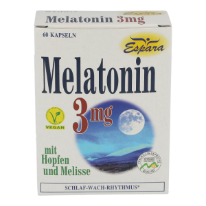 MELATONIN 3mg Kapseln Espara - bei Jet - Lag Symptomen - 60 Stück