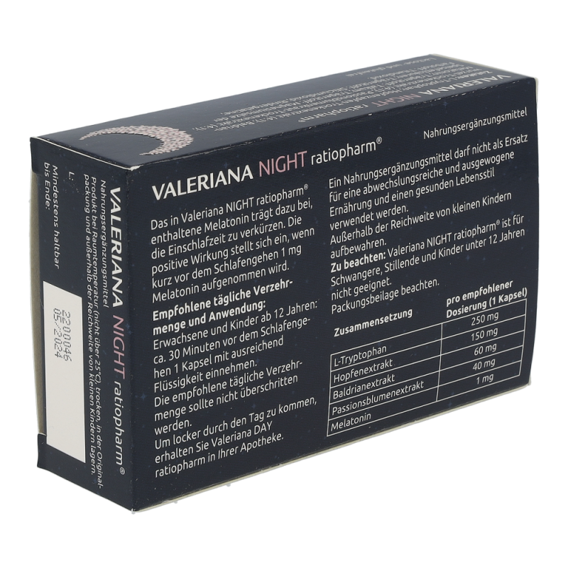 Ratiopharm VALERIANA NIGHT Kapseln mit Melatonin - 30 Stk - 30 Stück