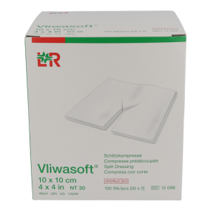 Vliwasoft Schlitzkompresse 4-fach steril 100 Stk. 10 x 10 cm - 100 Stück