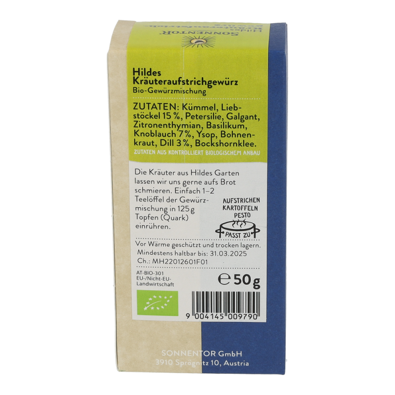 Sonnentor Hildes Kräuteraufstrich Gewürz - 50g