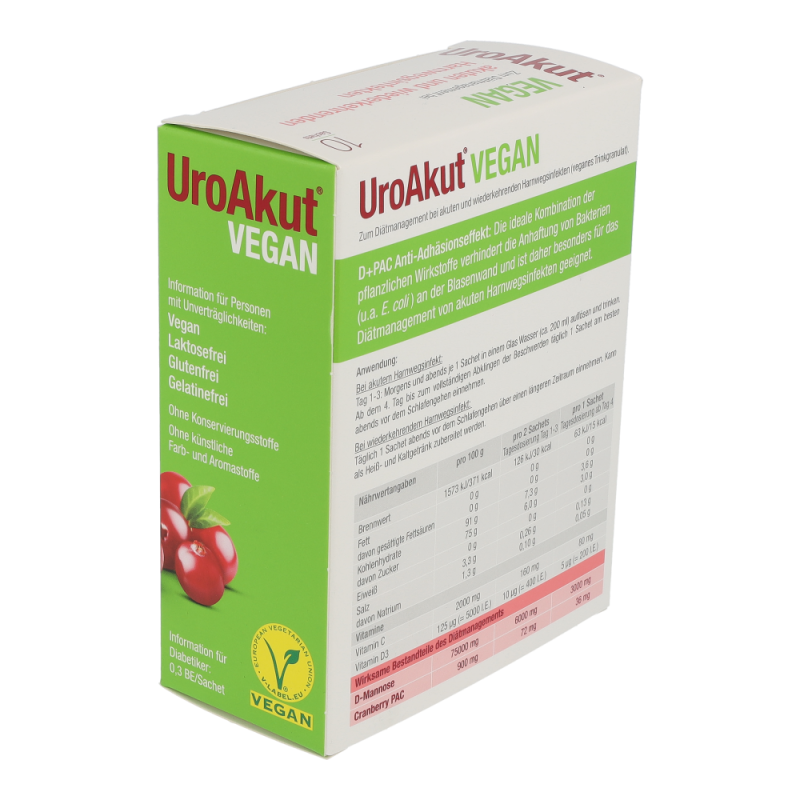 UroAkut vegan Granulat D-Mannose plus Cranberry - 10 Sachets