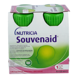 Nutricia Souvenaid 125 ml Vitalflasche 4 Stk. Erdbeer - 4 Stück