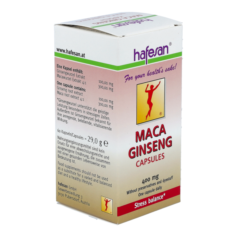Hafesan Maca + Ginseng 400 mg Kapseln - 60 Stück