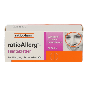 Ratiopharm RATIOALLERG Filmtabletten - Antiallergikum - 20 Stück