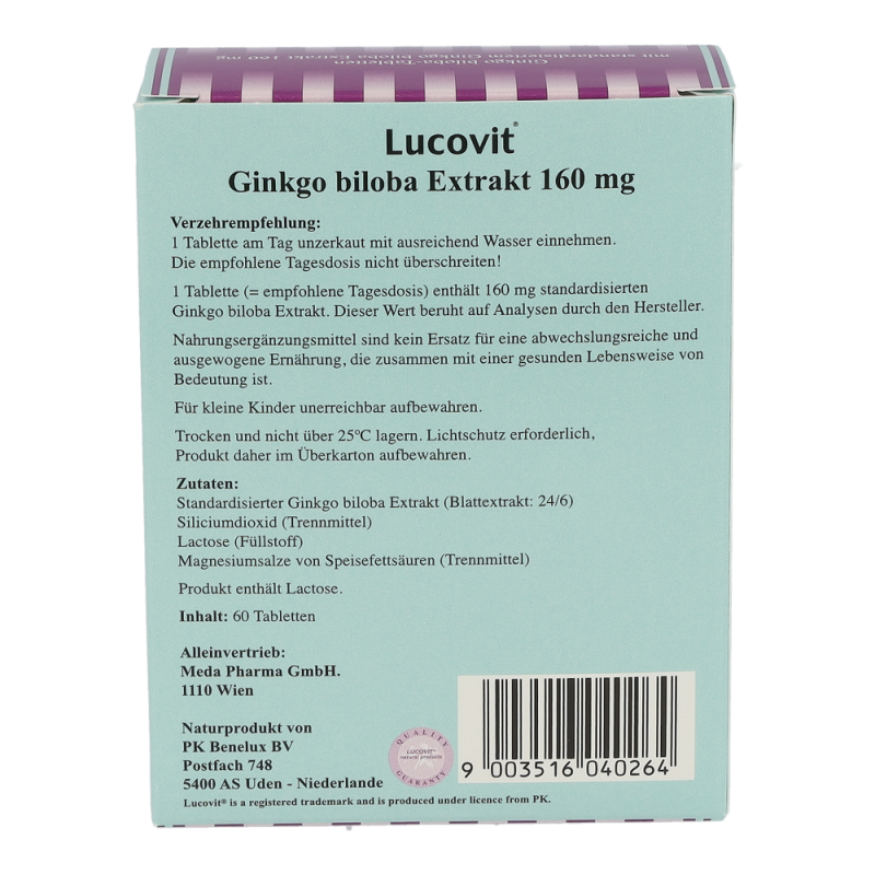 Lucovit Ginkgo Biloba 160 mg Tabletten 60 Stk. - 60 Stück