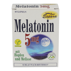 MELATONIN 5mg Kapseln Espara - bei Jet - Lag Symptomen - 60 Stück