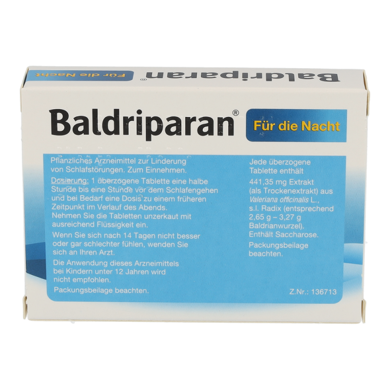 Pfizer BALDRIPARAN NACHT überzogene Tabletten - Trockenextrakt - 30 Stk - 30 Stück