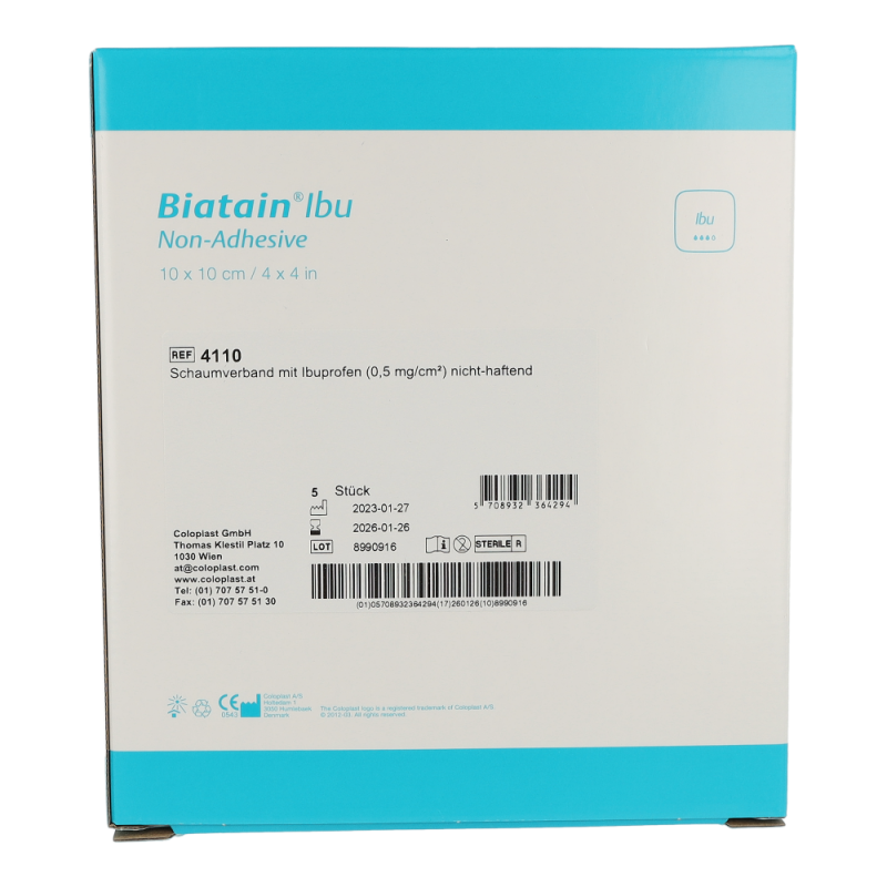 Biatain-IB Schaumverband Nicht haftend 5 Stk. 10 x 10 cm - 5 Stück