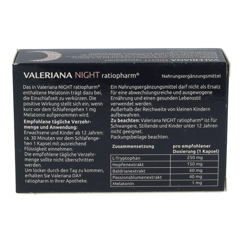 Ratiopharm VALERIANA NIGHT Kapseln mit Melatonin - 30 Stk - 30 Stück