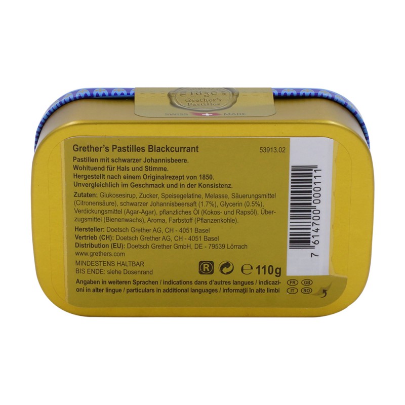 Grethers Pastillen Blackcurrant 110 g - 110g