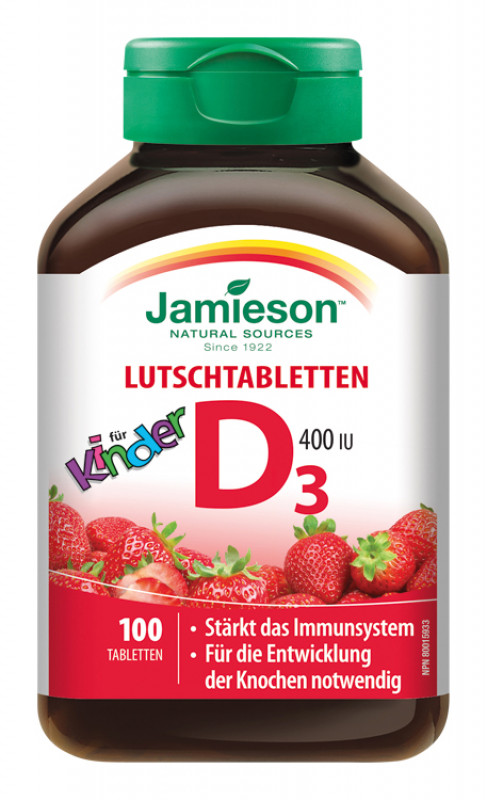 Jamieson Vitamin D3 400 IU Erbeere für Kinder 100 Tbl. - 100 Stück