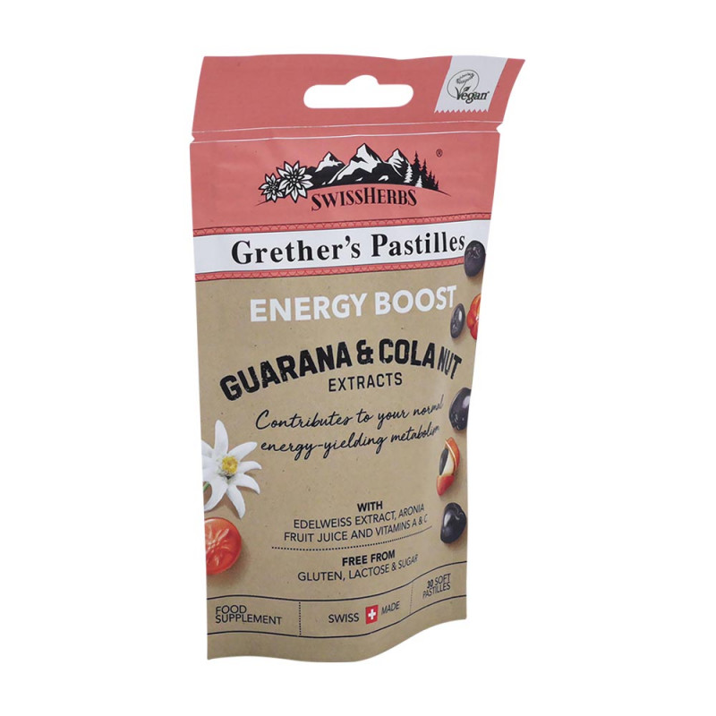 SwissHerbs Grethers Pastillen Energy Boost zuckerfrei 45 g - 45g