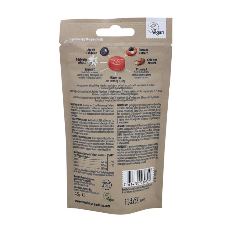 SwissHerbs Grethers Pastillen Energy Boost zuckerfrei 45 g - 45g