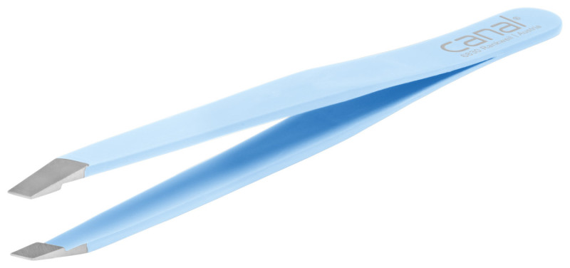Canal Haarpinzette hellblau schräg/spitz rostfrei - 1 Stück