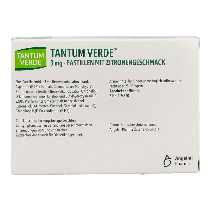 Tantum Verde 3 mg - Pastillen mit Zitronengeschmack - 20 Stück