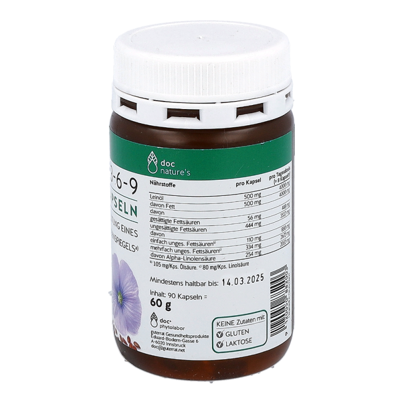 doc natures OMEGA 3-6-9 Leinöl-Kapseln 90 Stk. - 90 Stück